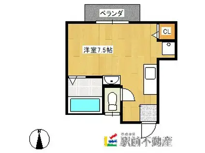 ピュアハウスⅡ(ワンルーム/1階)の間取り写真