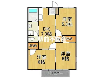 ニューシティ川島A(3DK/2階)の間取り写真