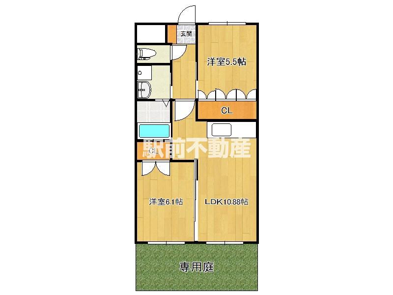 AND ONE南館(2LDK/1階)の間取り写真