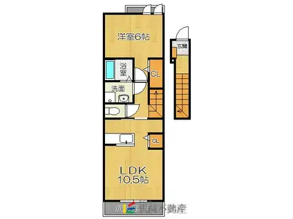 西鉄天神大牟田線 東甘木駅 徒歩20分 2階建 築13年(1LDK/2階)の間取り写真