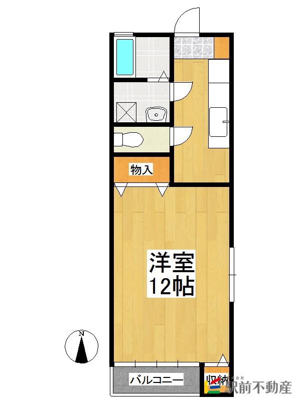 ユノソハイツ緒玉(1K/1階)の間取り写真