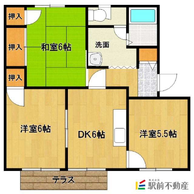 ベルヴェデーレ・ハイツC棟(3DK/2階)の間取り写真