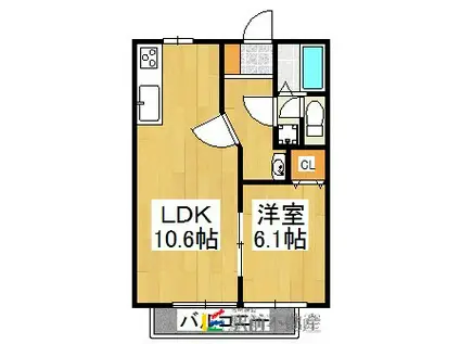 ニューシティー広川A(1LDK/1階)の間取り写真