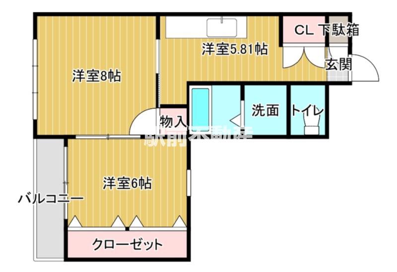 ウイングコート本町(2K/4階)の間取り写真