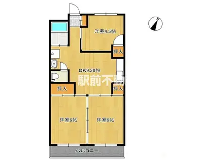 中川ビル(3DK/4階)の間取り写真