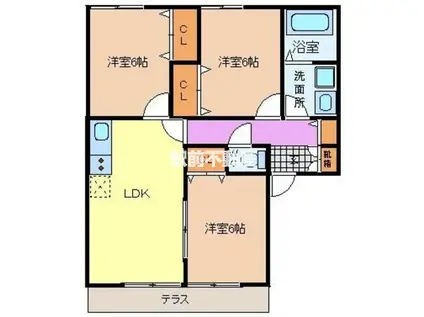 アドバンテイジ三潴A棟(3LDK/2階)の間取り写真