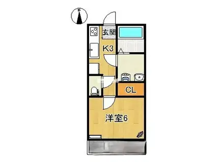 ウィステリア・1(1K/3階)の間取り写真