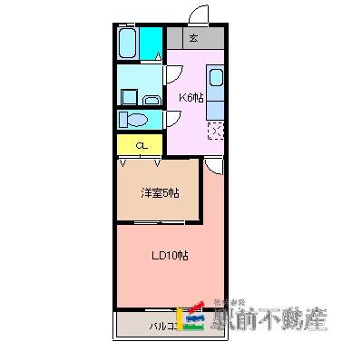 青葉・弐番館(1LDK/1階)の間取り写真