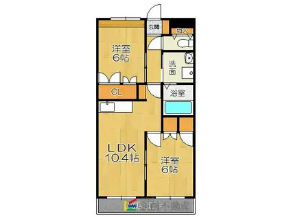 エクセルハイム岩ヶ下Ⅱ(2LDK/1階)の間取り写真