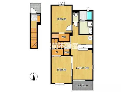 ANDORREB(2LDK/2階)の間取り写真