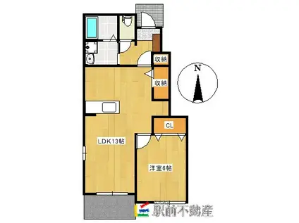 グレイスⅠ(1LDK/1階)の間取り写真