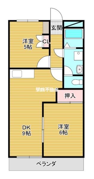 グローリアスハイム銀杏(2DK/3階)の間取り写真