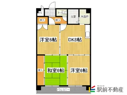 シャルムOK(3DK/5階)の間取り写真