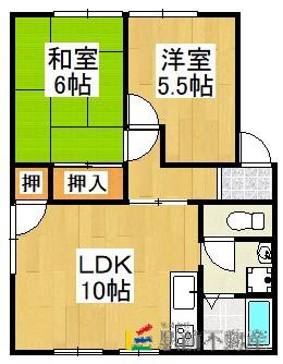 メゾン緑ヶ丘(2LDK/2階)の間取り写真