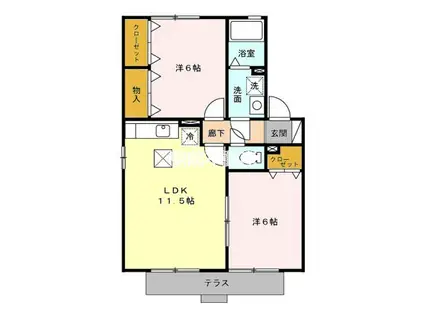 グランシャリオ徳久C(2LDK/1階)の間取り写真