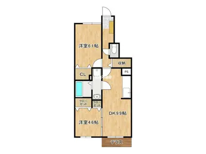 ティファニー(2LDK/1階)の間取り写真