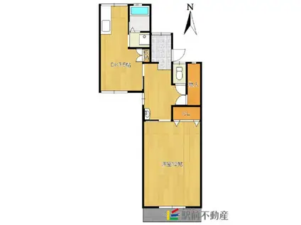 NISHIEコーポ3(1DK/2階)の間取り写真