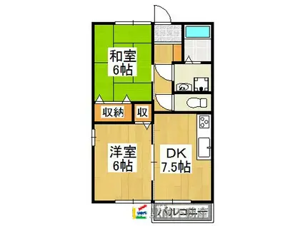 パレ・ド・カンパーニュ(2DK/2階)の間取り写真