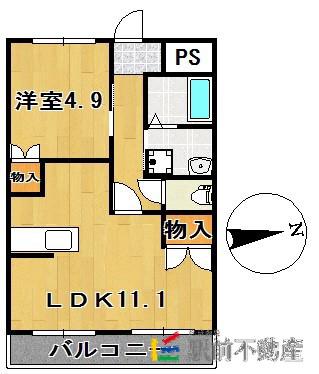 グランディール新栄町(1LDK/1階)の間取り写真