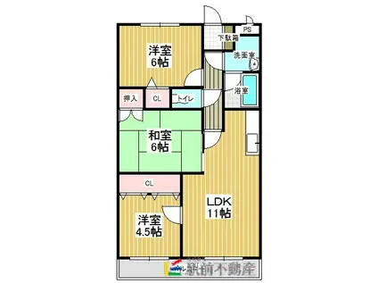 サンヴェルディ木室(3LDK/6階)の間取り写真