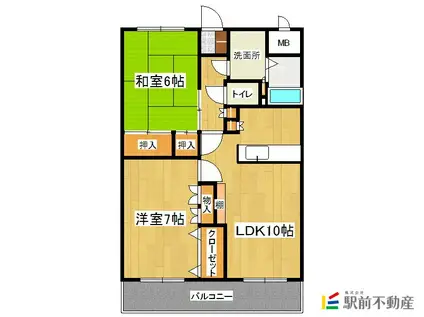 グレース・マンション橋爪(2LDK/4階)の間取り写真