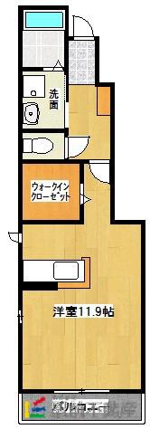 鹿児島本線 羽犬塚駅 徒歩17分 2階建 築13年(1K/1階)の間取り写真