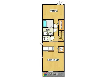 鹿児島本線 羽犬塚駅 徒歩17分 2階建 築12年(1LDK/2階)の間取り写真