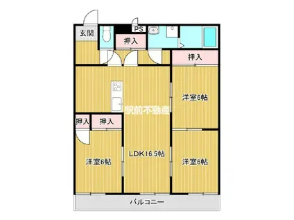 スターマンション(3LDK/10階)の間取り写真