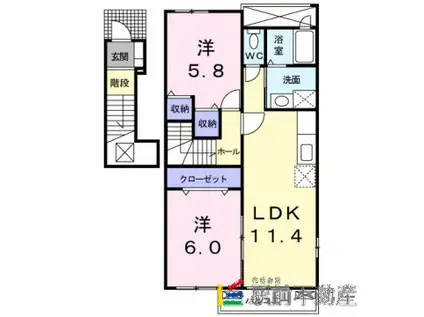 サンライズヒルズ(2LDK/2階)の間取り写真