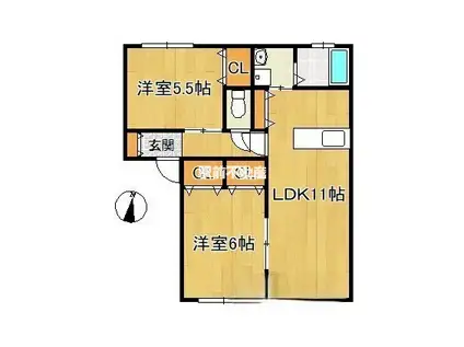 シャーメゾン矢加部A棟(2LDK/2階)の間取り写真