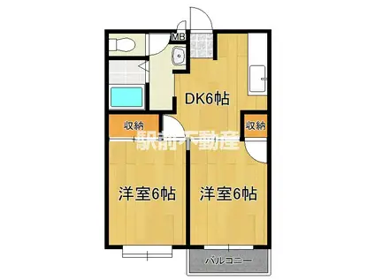 サザンコート長崎A(2DK/2階)の間取り写真