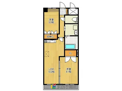 クレシア曙(2LDK/1階)の間取り写真