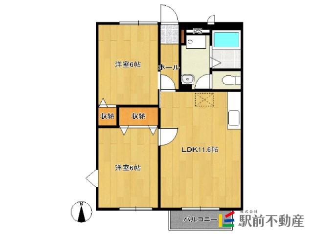 ランドマーク(2LDK/1階)の間取り写真