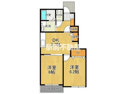 BREZZA DUE(2DK/1階)の間取り写真