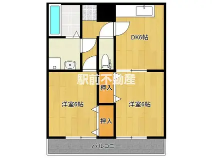 荻島第2ビル(2DK/5階)の間取り写真