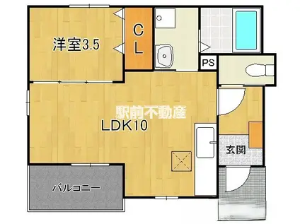 マイクレインⅢ(1LDK/1階)の間取り写真