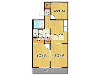 キャッスル(3DK/1階)の間取り写真