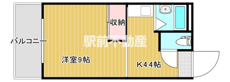 シーザーズパレス不知火(1K/4階)の間取り写真