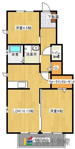 カメリアA・B(2LDK/1階)の間取り写真