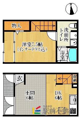 西鉄天神大牟田線 津福駅 徒歩13分 2階建 築12年(1LDK/1階)の間取り写真