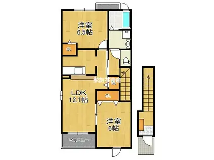 ラルジュガーデンⅡ(2LDK/2階)の間取り写真