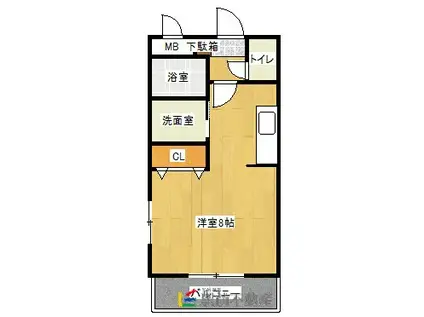 西鉄天神大牟田線 大牟田駅 徒歩15分 2階建 築12年(1K/2階)の間取り写真