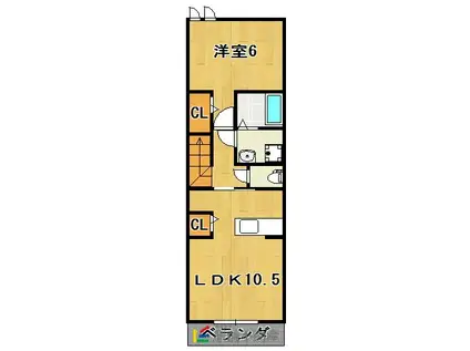 鹿児島本線 銀水駅 徒歩4分 2階建 築12年(1LDK/2階)の間取り写真