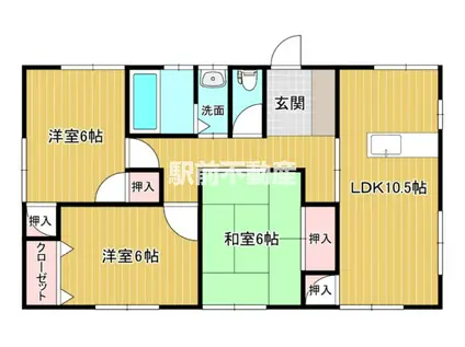 鹿児島本線 筑後船小屋駅 徒歩32分 1階建 築23年(3LDK)の間取り写真