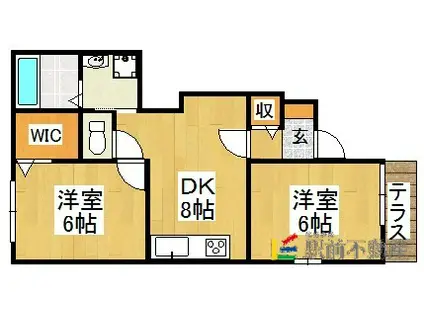 アンソレイユⅡ(2DK/1階)の間取り写真