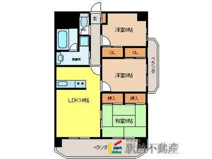 KSIIマンション(3LDK/2階)の間取り写真