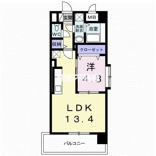 久大本線 南久留米駅 徒歩39分 7階建 築12年(1LDK/2階)の間取り写真