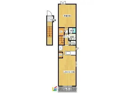 鹿児島本線 荒尾駅(熊本) 徒歩32分 2階建 築11年(1LDK/2階)の間取り写真
