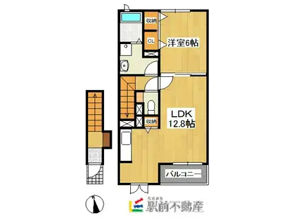 鹿児島本線 大牟田駅 徒歩21分 2階建 築12年(1LDK/2階)の間取り写真