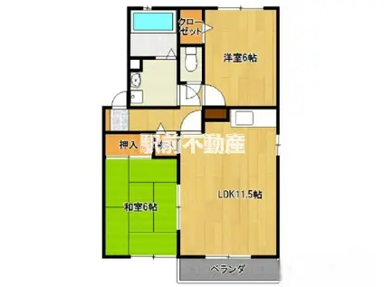 アークフラッツ A棟(2LDK/2階)の間取り写真